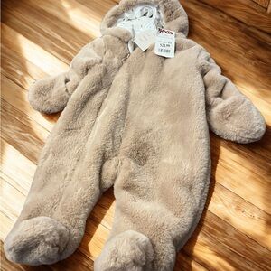 Cozy Tan Baby Snowsuit